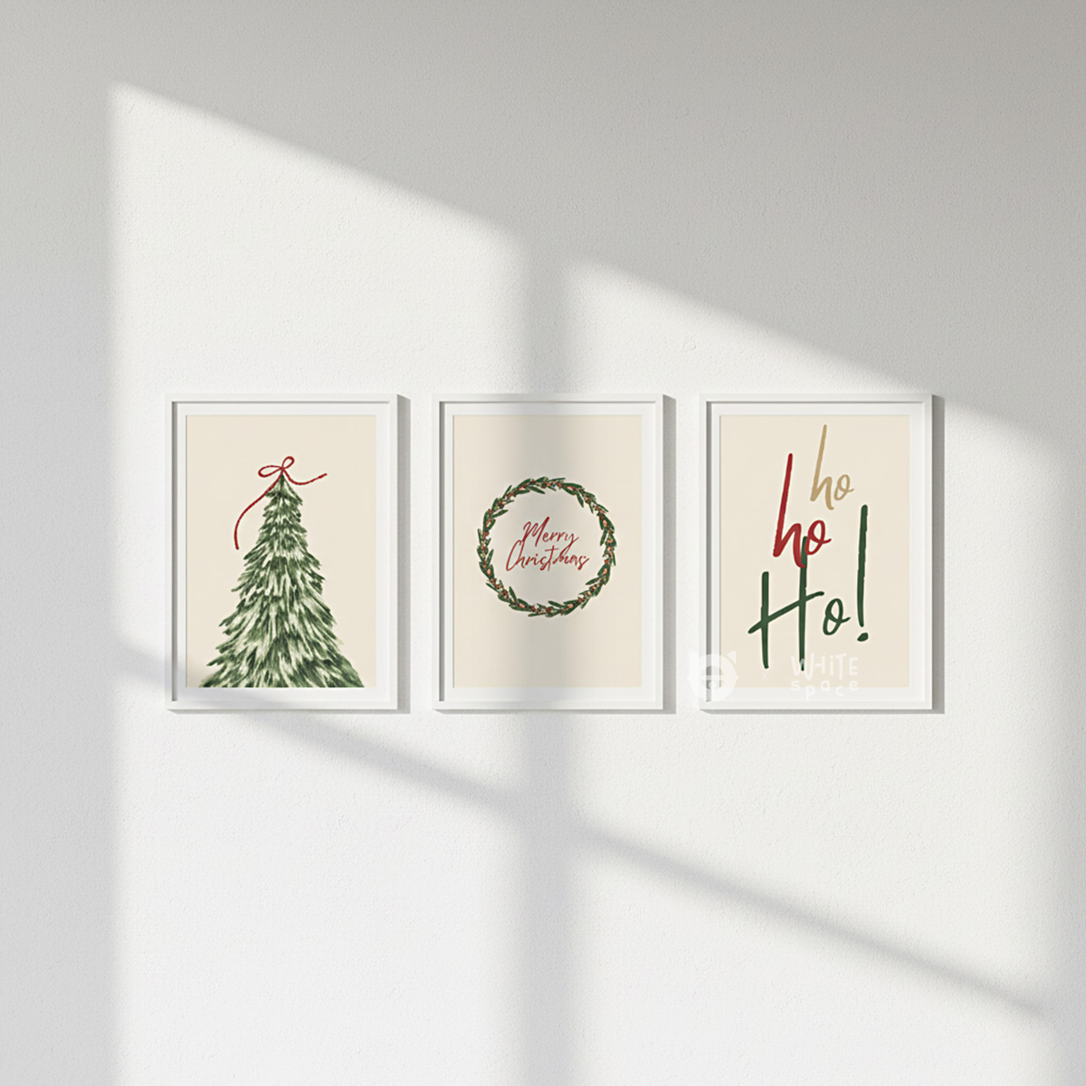 Minimalist Christmas wall art set of 3 digital download, printable